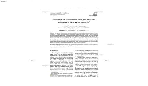 Colocated MIMO radar waveform-design based on two-step optimizations in spatial and spectral domains*